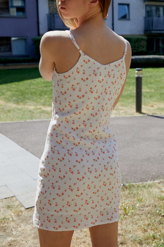 Daisy Street Floral Button-Through Slip Mini Vestido #2