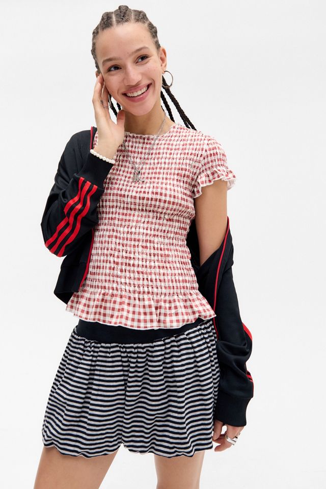 Daisy Street Gingham Shirred Top #5