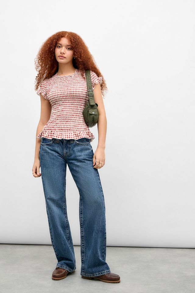 Daisy Street Gingham Shirred Top #2