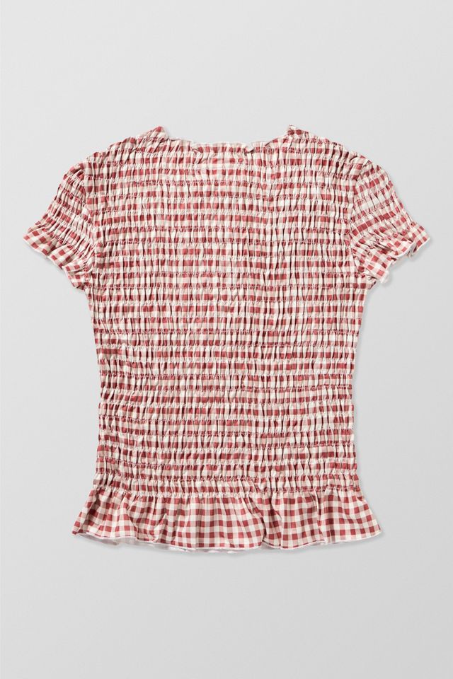 Daisy Street Gingham Shirred Top #8