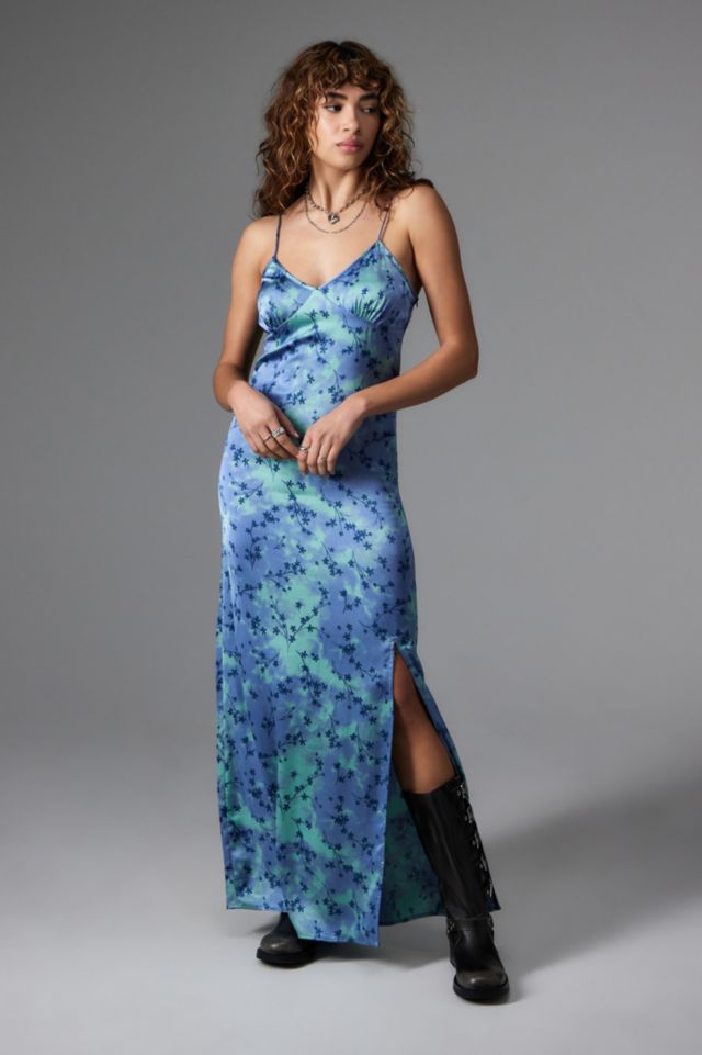 Daisy Street Blue Floral Satin Cami Maxi Dress | Urban Outfitters UK