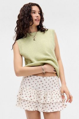 Daisy Street Floral Pointelle Mini Skirt
