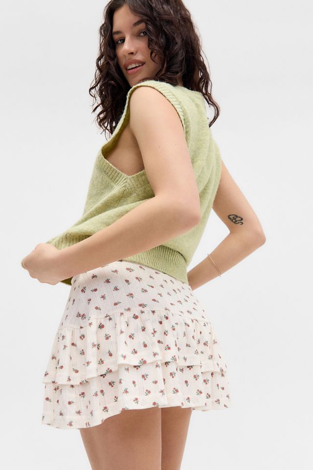 Daisy Street Floral Pointelle Mini Skirt #2