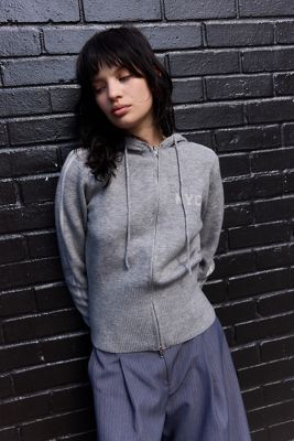 Daisy Street Grauer Kapuzenpullover mit Zip-Verschluss