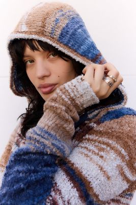 Sweat à capuche en maille bleu marine tie & dye Daisy Street