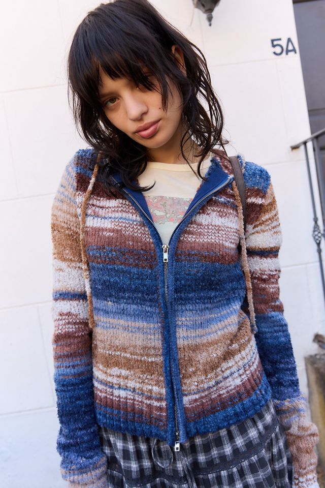 Daisy Street Navy Melierter Strick-Kapuzenpullover #2