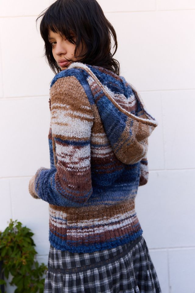 Daisy Street Navy Melierter Strick-Kapuzenpullover #3