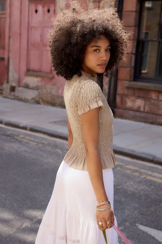 Daisy Street Beige Shirred Top #3