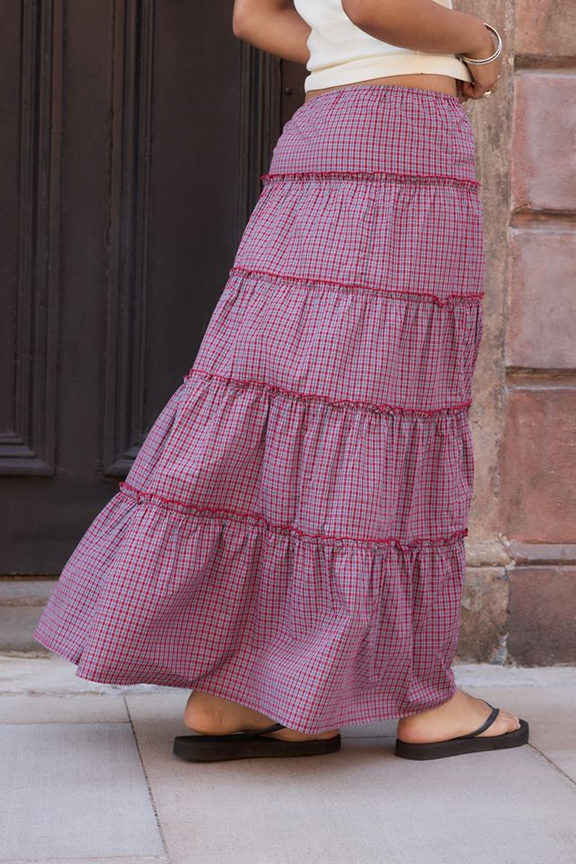 Falda Larga a Cuadros Burdeos Daisy Street #4
