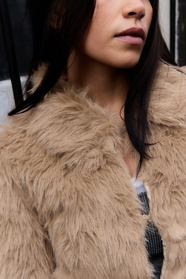 Daisy Street Teddy Faux Fur Crop Jacket #1