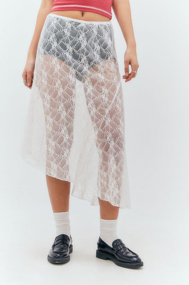 Daisy Street Asymmetric Lace Midi Skirt #2