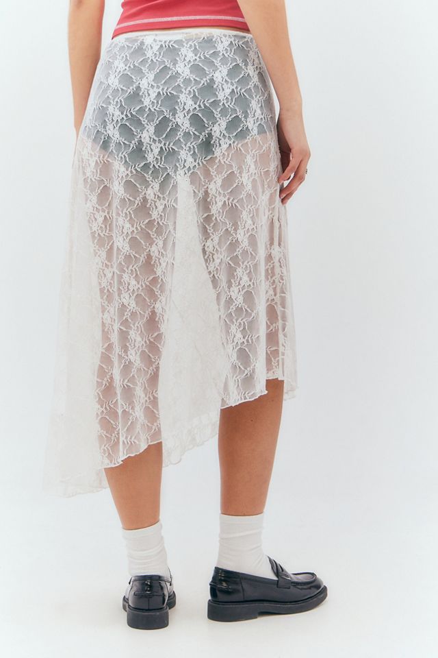 Daisy Street Asymmetric Lace Midi Skirt #3