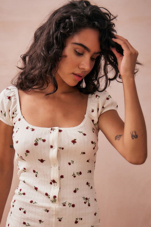 Daisy Street Floral Pointelle Playsuit #1