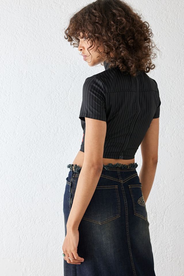 Daisy Street Bratz Pinstripe Cut-Out Top #3