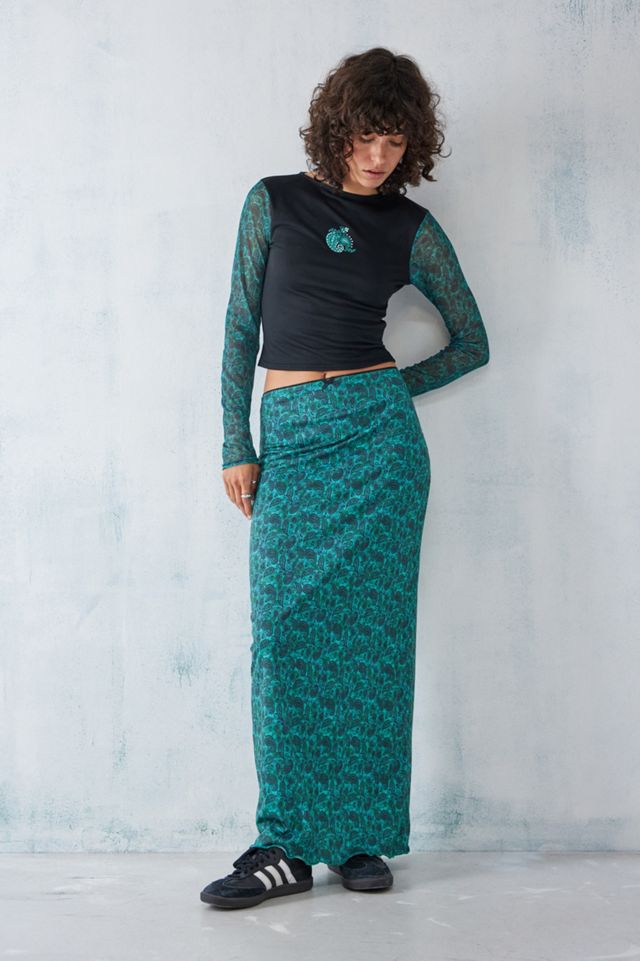 Daisy Street Maxi gonna Teal Paisley Print Mesh #2