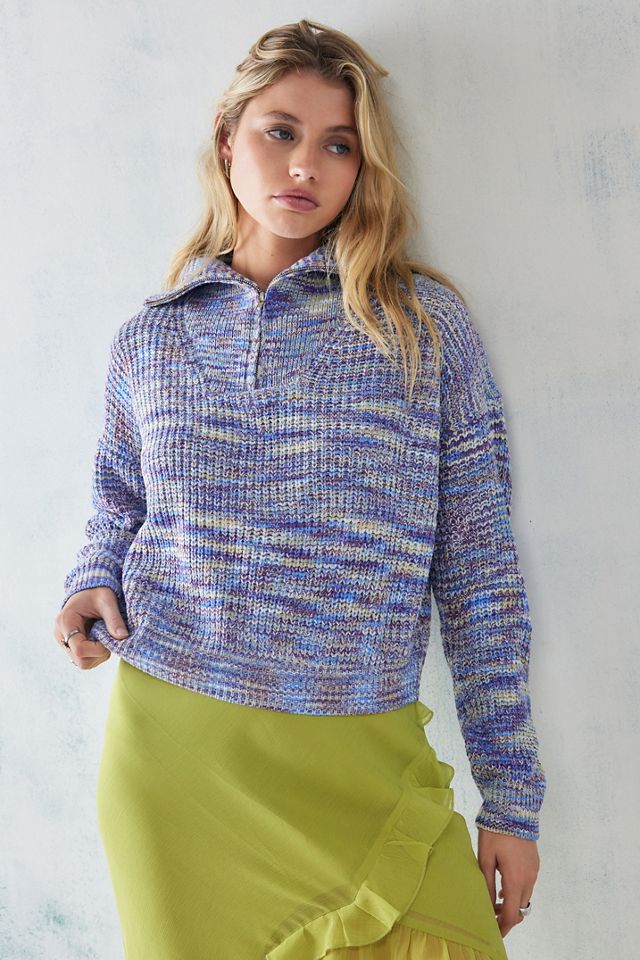 Daisy Street Space Dye Knit Quarter Zip Jumper Urban Outfitters UK