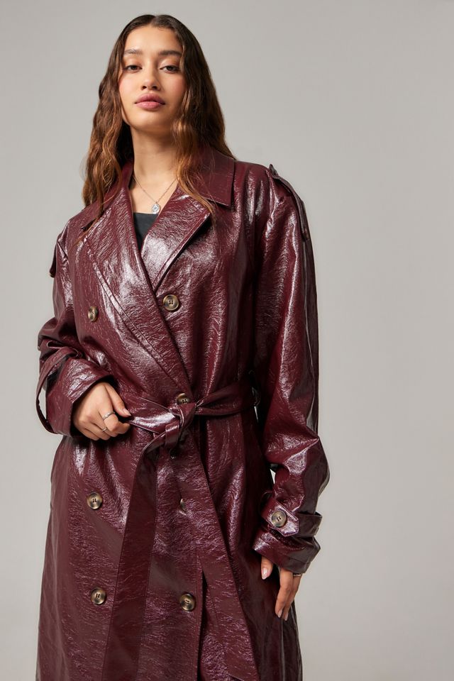 Manteau Trench en Simili Cuir Bordeaux Daisy Street #1