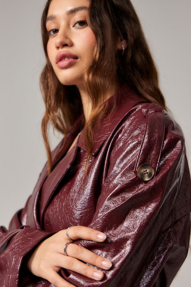Manteau Trench en Simili Cuir Bordeaux Daisy Street #2