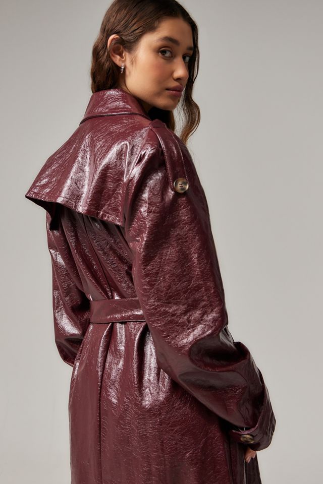 Manteau Trench en Simili Cuir Bordeaux Daisy Street #4