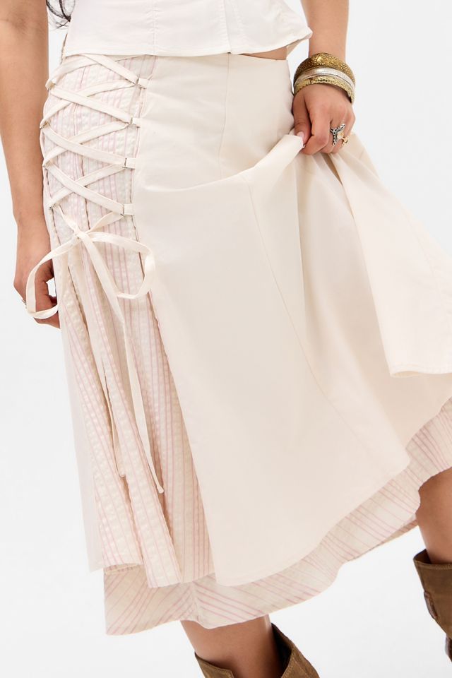 Daisy Street UO Exclusive Mid Rise Mixed Fabric Skirt | Urban
