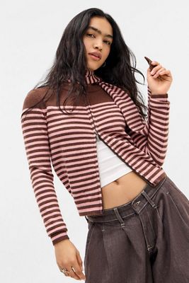 Cardigan rayé en tricot véritable Daisy Street