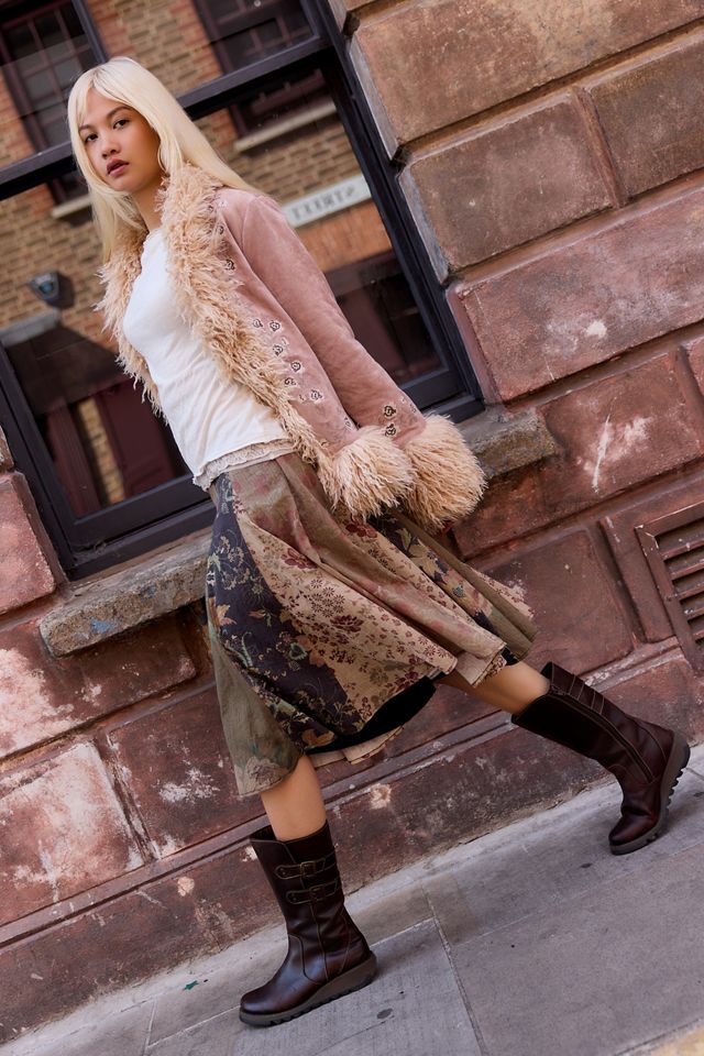 Daisy Street Jacke mit Kunstfellbesatz mit Rosenmuster #1