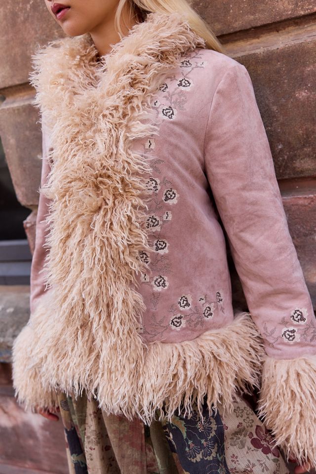 Daisy Street Jacke mit Kunstfellbesatz mit Rosenmuster #2