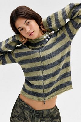 Jersey de Punto con Cremallera a Rayas Exclusivo de UO Daisy Street