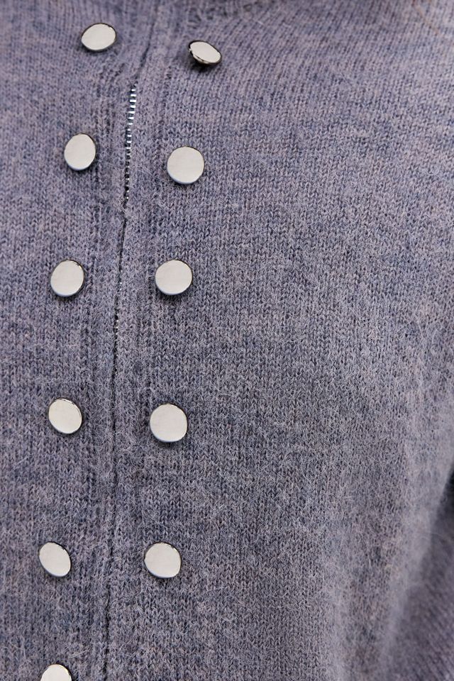 Daisy Street Charcoal Zip-Through Knit Jumper #3