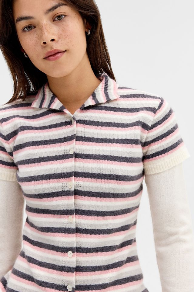 Cardigan rayé à double couche en dentelle Daisy Street #5