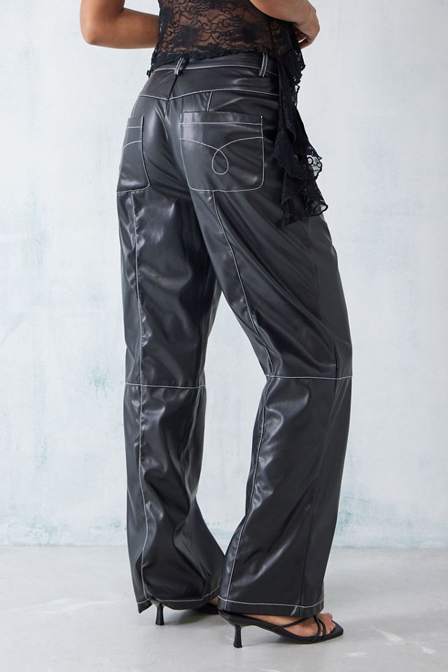 Daisy Street - Pantalon à surpiqûres contrastées en PU #2