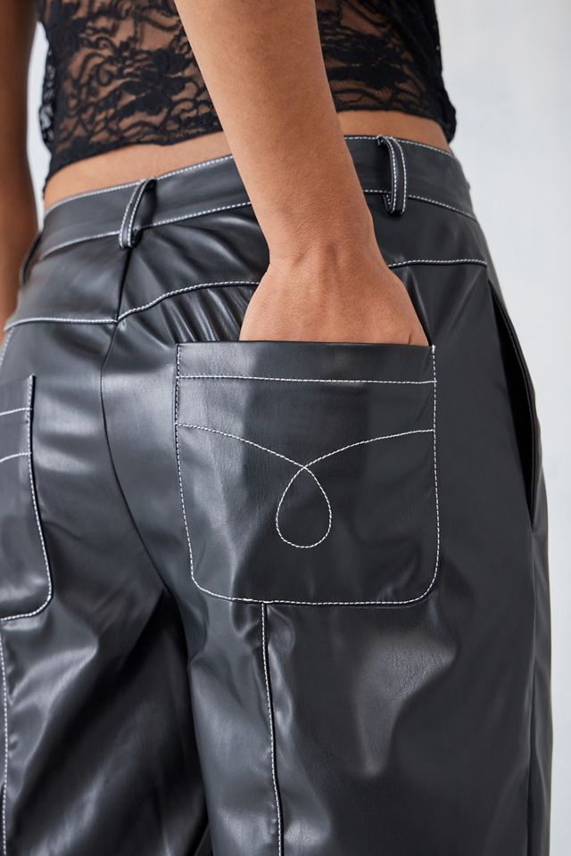 Daisy Street - Pantalon à surpiqûres contrastées en PU #3