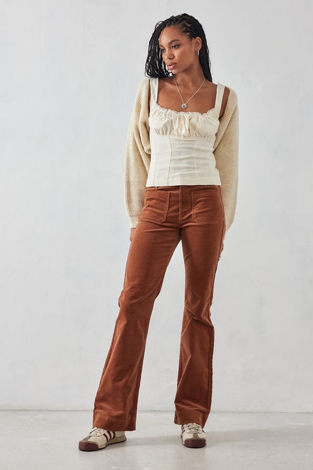 Wrangler - Jean évasé en velours côtelé marron #1
