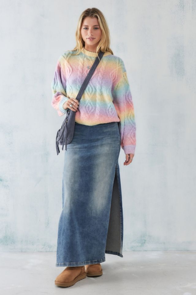 Wrangler Pastel Rainbow Cable Knit Jumper