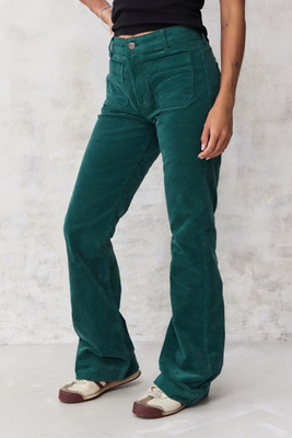 Pre-Order Jungle Green Double Waistband Loose Straight Jeans