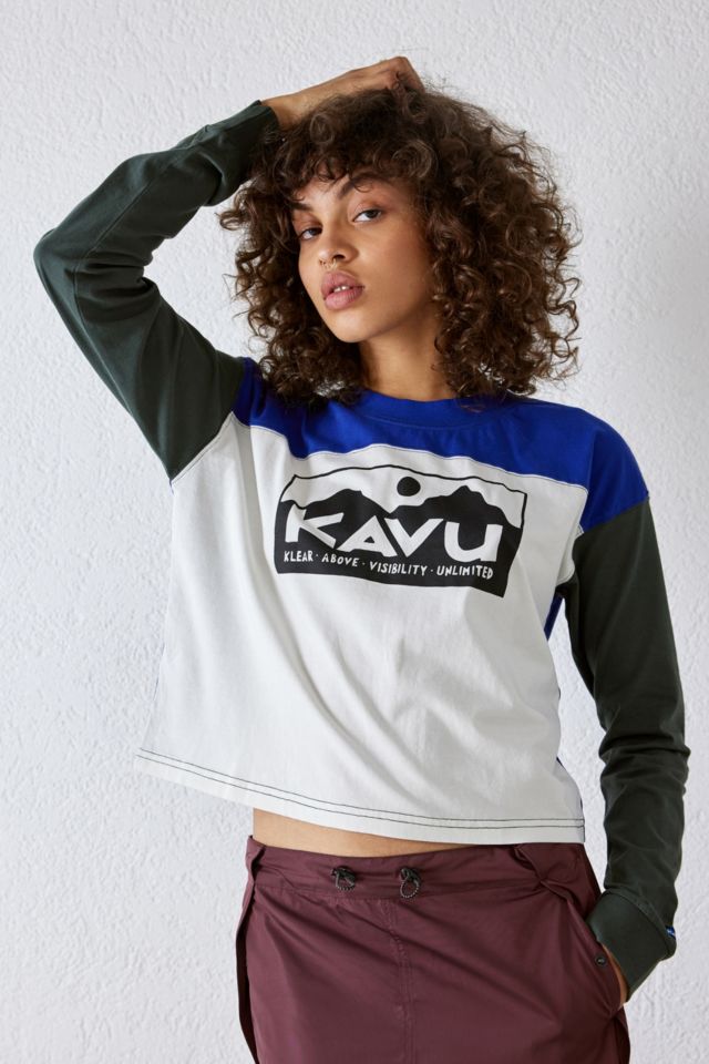 KAVU Francis Blue Long Sleeve T-Shirt | Urban Outfitters UK