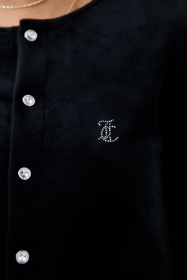 Juicy Couture UO Exclusive Black Velour Rhinestone Cardigan #3