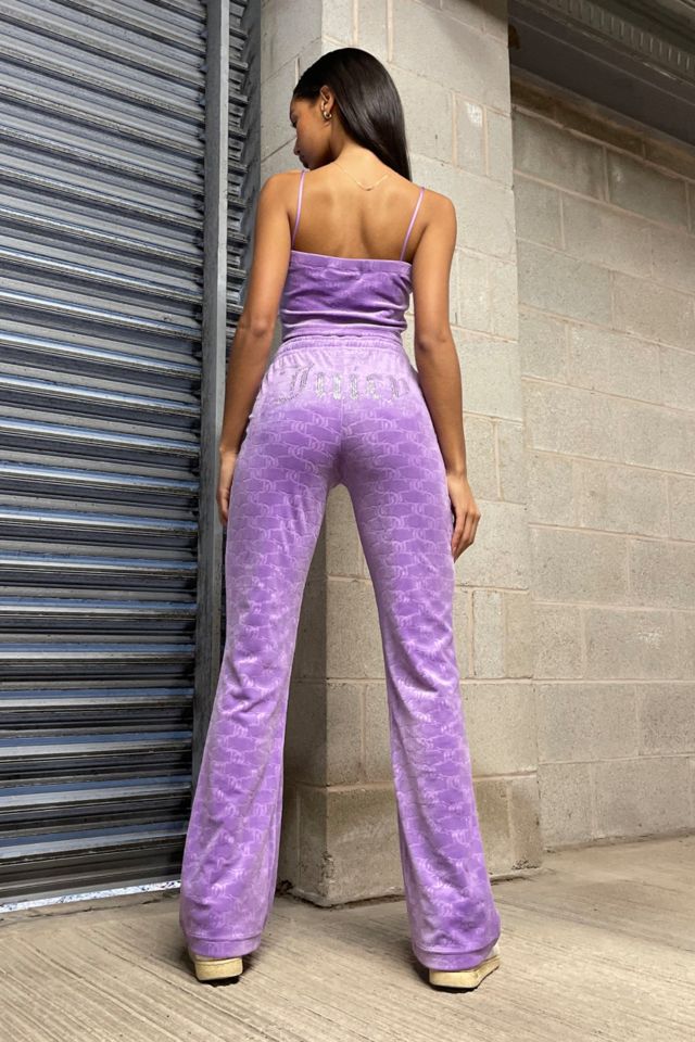 Juicy Couture Exclusive Embossed Set Velour Purple Flare Track