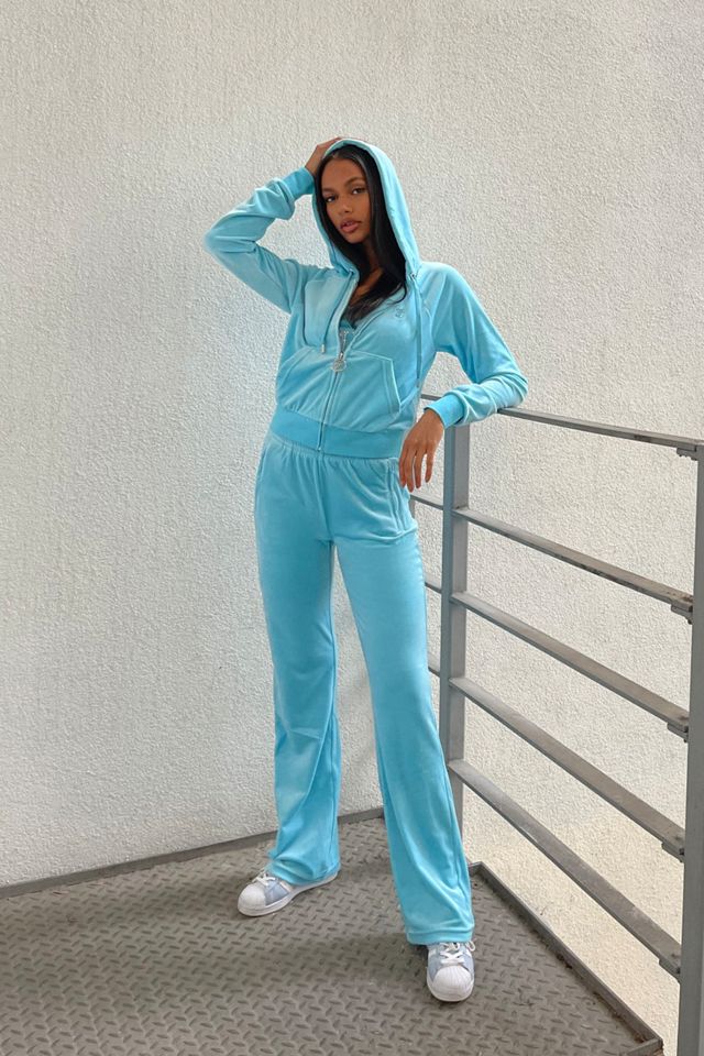 Juicy Couture UO Exclusive Embossed Velour Blue Zip-Through Hoodie #3