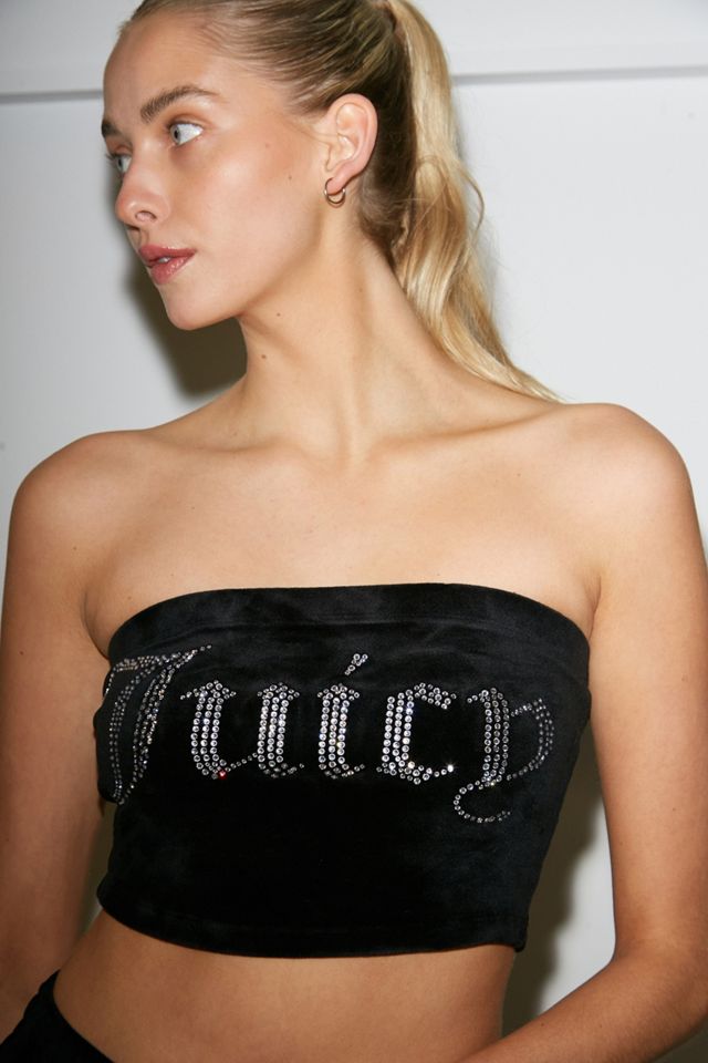 Juicy Couture UO Exclusive Rhinestone Logo Black Tube Top #2