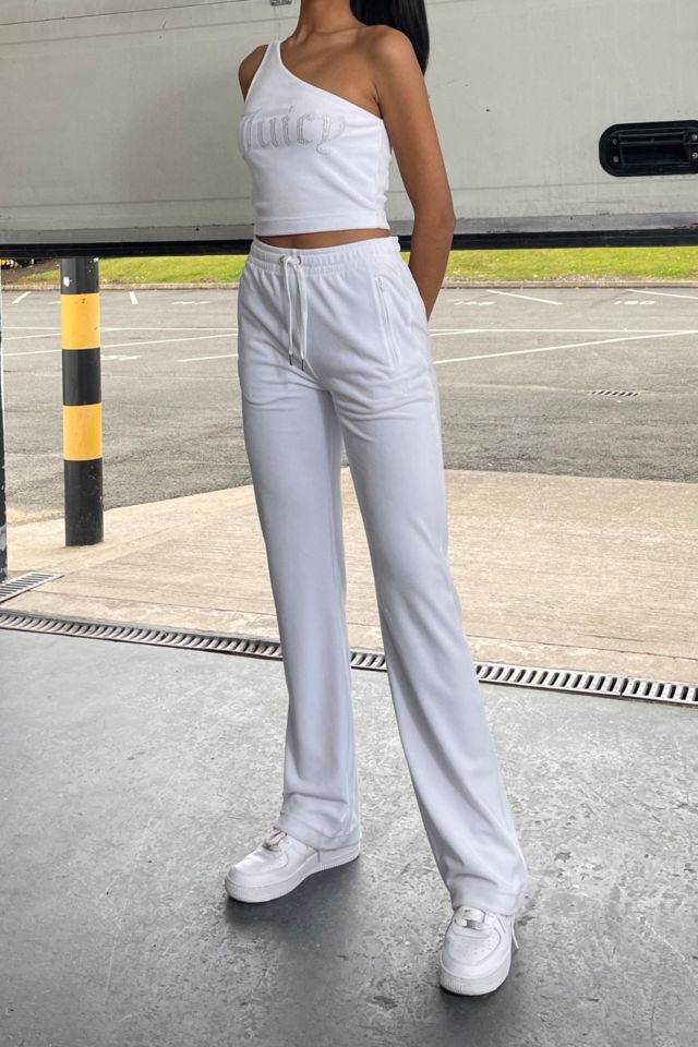 Juicy Couture UO Exclusive White Velour Flare Track Pants