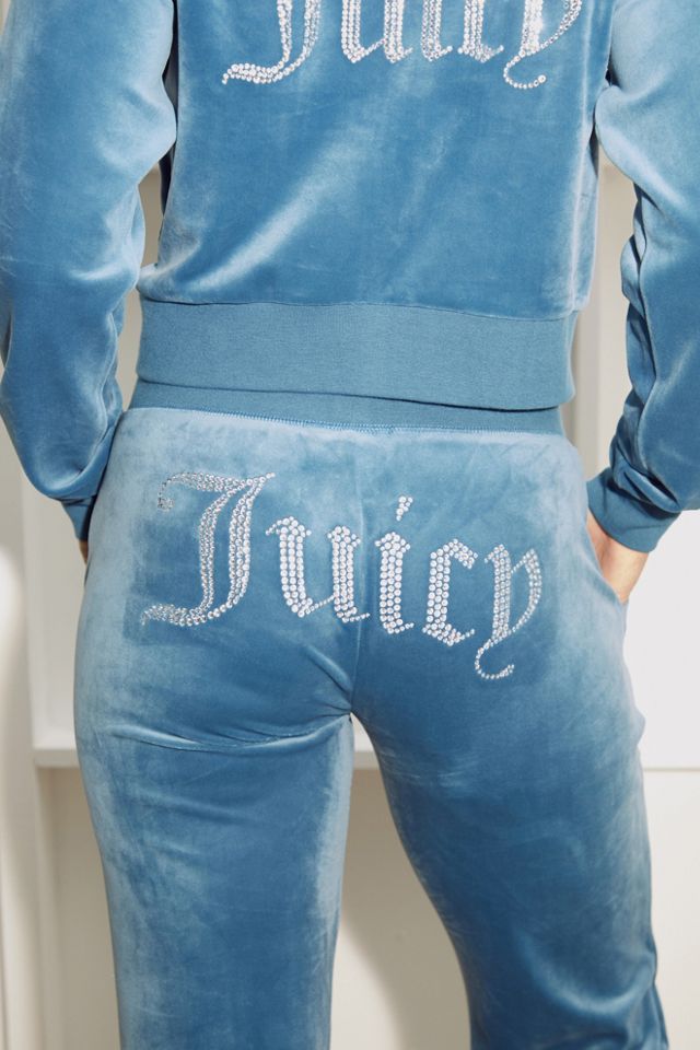 Juicy Couture UO Exclusive Blue Low-Rise Velour Flare Track Pants #3