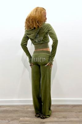 Green JUICY COUTURE Diamante Velour Track Pants