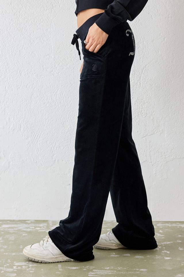 Juicy Couture - Pantalon de survêtement évasé à taille basse en velours noir, exclusivité UO #3