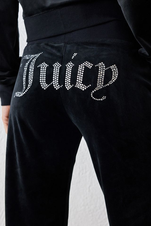 Juicy Couture UO Exclusive Black Low-Rise Velour Flare Track Pants