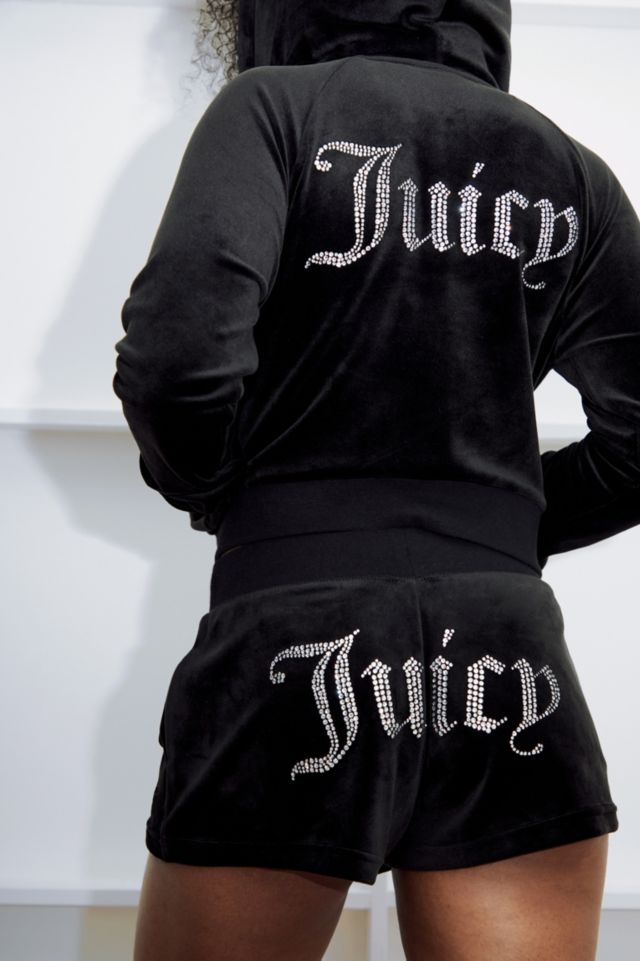 Juicy Couture UO Exclusive Black Double Zip Gothic Logo Hoodie