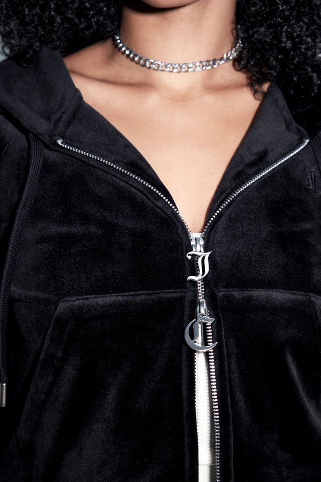 Juicy Couture UO Exclusive Black Double Zip Gothic Logo Hoodie #3