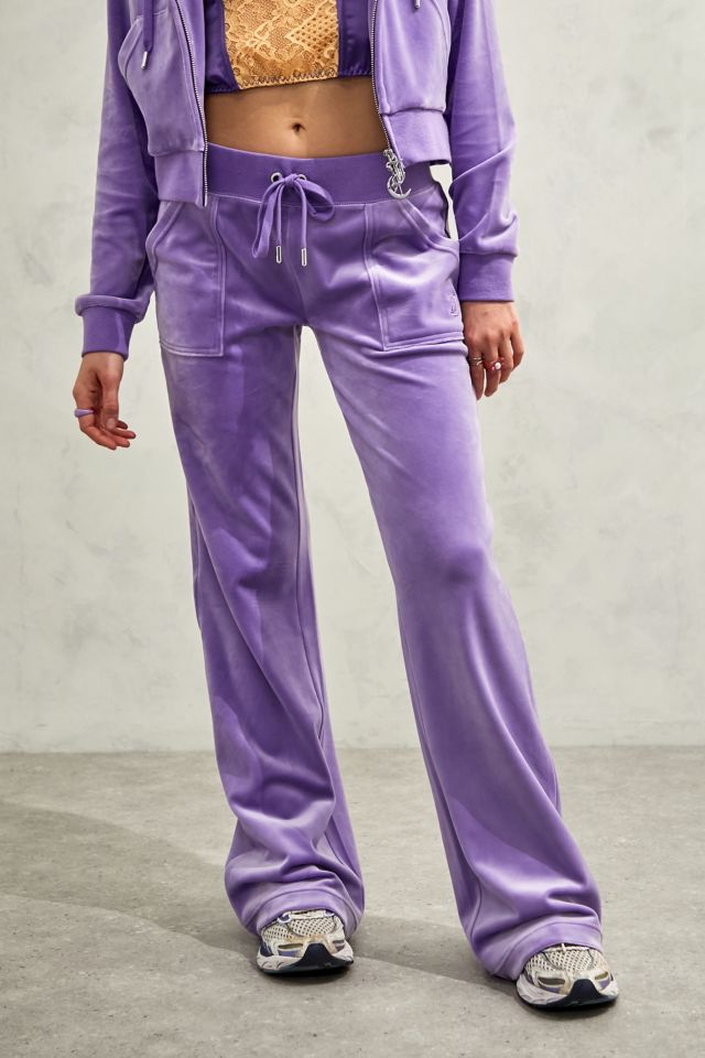 Juicy Couture Purple Low-Rise Velour Flare Track Pants