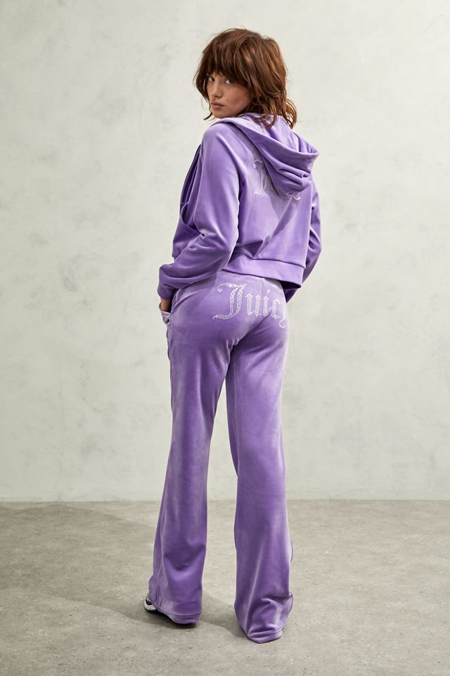 Juicy Couture - Pantalon de survêtement à taille basse évasé en velours violet #2