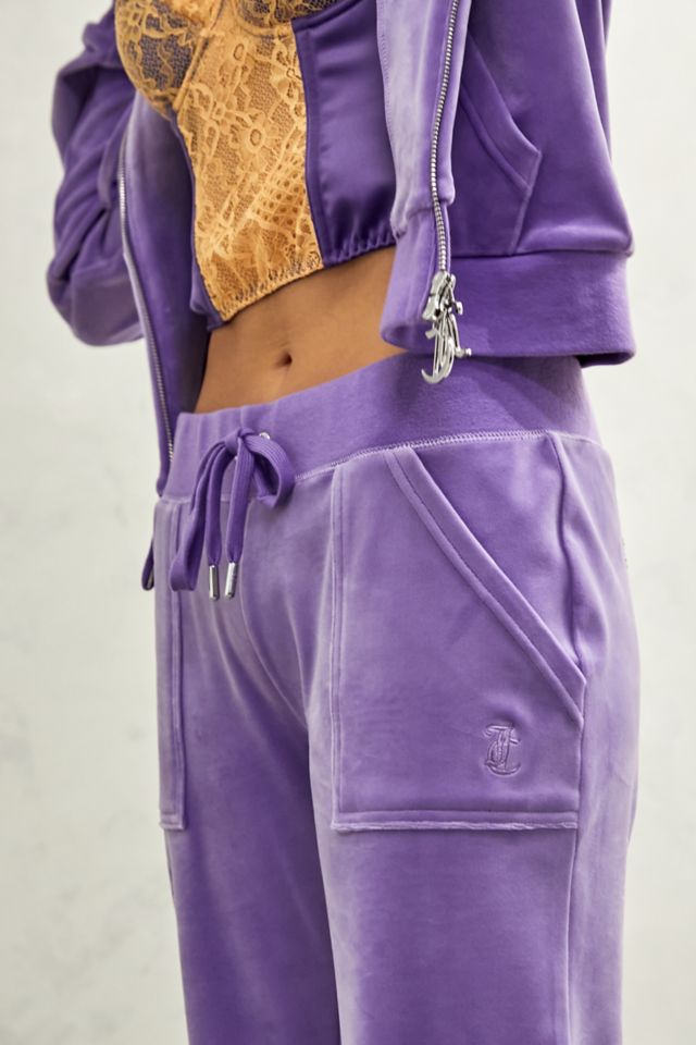 Juicy Couture Purple Low-Rise Velour Flare Track Pants